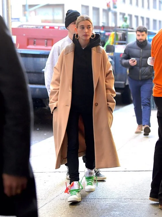 Hailey baldwin camel coat clearance